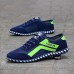 Men's Blue and Green Fashion Sneakers with High-Performance Sole - Sporty, Trendy Footwear for Outdoor Activities, Running and Active Lifestyles