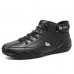 Men's Green Casual High-Top Faux Leather Sneakers Lightweight Breathable Hand-Stitched Lace-Up Shoes for Outdoor Activities