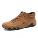 Men's Green Casual High-Top Faux Leather Sneakers Lightweight Breathable Hand-Stitched Lace-Up Shoes for Outdoor Activities