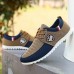 Men's Two-Tone Nylon Casual Sneakers with Lace-Up Design and Emblem - Stylish Footwear for Everyday Use