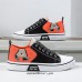 Men's Black and Orange Fashion Sneakers with Bold Print and Lace-up Design - Trendy, Casual, Ideal for Streetwear and Everyday Comfort