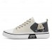 Men's Black and Orange Fashion Sneakers with Bold Print and Lace-up Design - Trendy, Casual, Ideal for Streetwear and Everyday Comfort