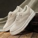 Men's Brown Knit Sneakers with White Sole and Premium Leather Accents Comfortable Casual Shoes for Everyday Wear