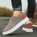 Men's Brown Knit Sneakers with White Sole and Premium Leather Accents Comfortable Casual Shoes for Everyday Wear