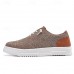 Men's Brown Knit Sneakers with White Sole and Premium Leather Accents Comfortable Casual Shoes for Everyday Wear