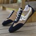 Men's Casual Beige and White Sneakers Breathable Nylon Lace-Up Shoes for Relaxed Outings and Casual Occasions