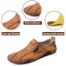 Men's Breathable Faux Leather Slip-On Casual Shoes Vintage Style Loafers with Zipper & Perforated Design for Driving, Walking & Daily Wear