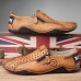Men's Breathable Faux Leather Slip-On Casual Shoes Vintage Style Loafers with Zipper & Perforated Design for Driving, Walking & Daily Wear