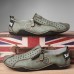 Men's Breathable Faux Leather Slip-On Casual Shoes Vintage Style Loafers with Zipper & Perforated Design for Driving, Walking & Daily Wear