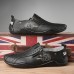 Men's Breathable Faux Leather Slip-On Casual Shoes Vintage Style Loafers with Zipper & Perforated Design for Driving, Walking & Daily Wear