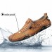Men's Breathable Faux Leather Slip-On Casual Shoes Vintage Style Loafers with Zipper & Perforated Design for Driving, Walking & Daily Wear