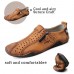 Men's Breathable Faux Leather Slip-On Casual Shoes Vintage Style Loafers with Zipper & Perforated Design for Driving, Walking & Daily Wear