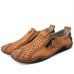 Men's Breathable Faux Leather Slip-On Casual Shoes Vintage Style Loafers with Zipper & Perforated Design for Driving, Walking & Daily Wear