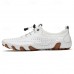 Men's White Perforated Casual Shoes with Hand-Stitched Detailing, Breathable Mesh Upper and Comfortable Slip-On Design