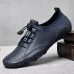 Men's White Perforated Casual Shoes with Hand-Stitched Detailing, Breathable Mesh Upper and Comfortable Slip-On Design
