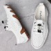 Men's White Perforated Casual Shoes with Hand-Stitched Detailing, Breathable Mesh Upper and Comfortable Slip-On Design
