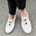 Men's White Perforated Casual Shoes with Hand-Stitched Detailing, Breathable Mesh Upper and Comfortable Slip-On Design