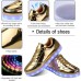 Men's Gold High-Top LED Sneakers - Shiny Light-Up Shoes with Rechargeable Glowing Soles for Parties and Casual Wear