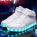 Men's Gold High-Top LED Sneakers - Shiny Light-Up Shoes with Rechargeable Glowing Soles for Parties and Casual Wear