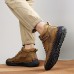 Men's High-Top Leather Hiking Boots - Waterproof and Breathable Outdoor Ankle Boots with Anti-Slip Rubber Sole, Cushioned Insole, and Reinforced Stitching for Hiking, Camping, and Work