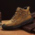 Men's High-Top Leather Hiking Boots - Waterproof and Breathable Outdoor Ankle Boots with Anti-Slip Rubber Sole, Cushioned Insole, and Reinforced Stitching for Hiking, Camping, and Work