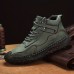 Men's High-Top Leather Hiking Boots - Waterproof and Breathable Outdoor Ankle Boots with Anti-Slip Rubber Sole, Cushioned Insole, and Reinforced Stitching for Hiking, Camping, and Work
