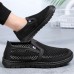 Men's Slip-On Casual Shoes with Houndstooth Pattern - Breathable Lightweight Loafers for Daily Wear and Travel