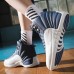Men's Blue and White High-Top Basketball Sneakers with Non-Slip Sole - Stylish Athletic Footwear for Sports and Casual Wear