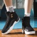 Men's Blue and White High-Top Basketball Sneakers with Non-Slip Sole - Stylish Athletic Footwear for Sports and Casual Wear