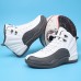 Men's Blue and White High-Top Basketball Sneakers with Non-Slip Sole - Stylish Athletic Footwear for Sports and Casual Wear