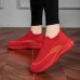 Men's Lightweight Red Slip-On Sneakers | Breathable Flyknit Upper with Comfortable Sole for Casual and Sport Activities