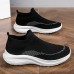 Men's Lightweight Red Slip-On Sneakers | Breathable Flyknit Upper with Comfortable Sole for Casual and Sport Activities