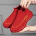 Men's Lightweight Red Slip-On Sneakers | Breathable Flyknit Upper with Comfortable Sole for Casual and Sport Activities