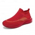 Men's Lightweight Red Slip-On Sneakers | Breathable Flyknit Upper with Comfortable Sole for Casual and Sport Activities