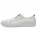Men's White Casual Low-Top Sneakers - Comfortable and Trendy Lace-Up Shoes for Everyday Wear