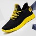 Black and Yellow Men's Athletic Sneakers with Breathable Mesh and Lightweight Design for Sports and Casual Wear