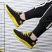 Black and Yellow Men's Athletic Sneakers with Breathable Mesh and Lightweight Design for Sports and Casual Wear