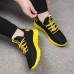 Black and Yellow Men's Athletic Sneakers with Breathable Mesh and Lightweight Design for Sports and Casual Wear