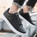 Men's Brown Casual Lace-Up Sneakers - Minimalist Design with White Sole, Everyday Comfort