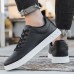 Men's Brown Casual Lace-Up Sneakers - Minimalist Design with White Sole, Everyday Comfort