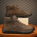 Men's Brown Leather Ankle Boots Handmade Stitching, Lace-Up Design, and Durable Non-Slip Sole for Outdoor and Casual Wear