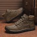 Men's Brown Leather Ankle Boots Handmade Stitching, Lace-Up Design, and Durable Non-Slip Sole for Outdoor and Casual Wear