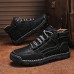 Men's Brown Leather Ankle Boots Handmade Stitching, Lace-Up Design, and Durable Non-Slip Sole for Outdoor and Casual Wear