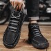 Men's Brown Leather Ankle Boots Handmade Stitching, Lace-Up Design, and Durable Non-Slip Sole for Outdoor and Casual Wear
