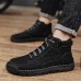 Men's Brown Leather Ankle Boots Handmade Stitching, Lace-Up Design, and Durable Non-Slip Sole for Outdoor and Casual Wear