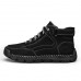 Men's Brown Leather Ankle Boots Handmade Stitching, Lace-Up Design, and Durable Non-Slip Sole for Outdoor and Casual Wear