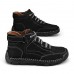 Men's Brown Leather Ankle Boots Handmade Stitching, Lace-Up Design, and Durable Non-Slip Sole for Outdoor and Casual Wear