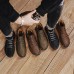 Men's Brown Leather Ankle Boots Handmade Stitching, Lace-Up Design, and Durable Non-Slip Sole for Outdoor and Casual Wear