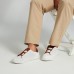 Men's Classic White Leather Sneakers with Brown Accents - Stylish Casual Footwear