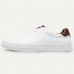 Men's Classic White Leather Sneakers with Brown Accents - Stylish Casual Footwear